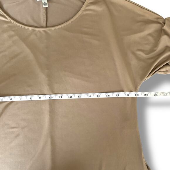 Cache Top Women's Size Medium Liquid Knit Beige Tie Front Neutral Career Office - Picture 4 of 5